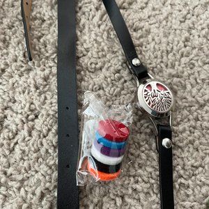 Essential Oil Diffuser Bracelet Black Leather Band